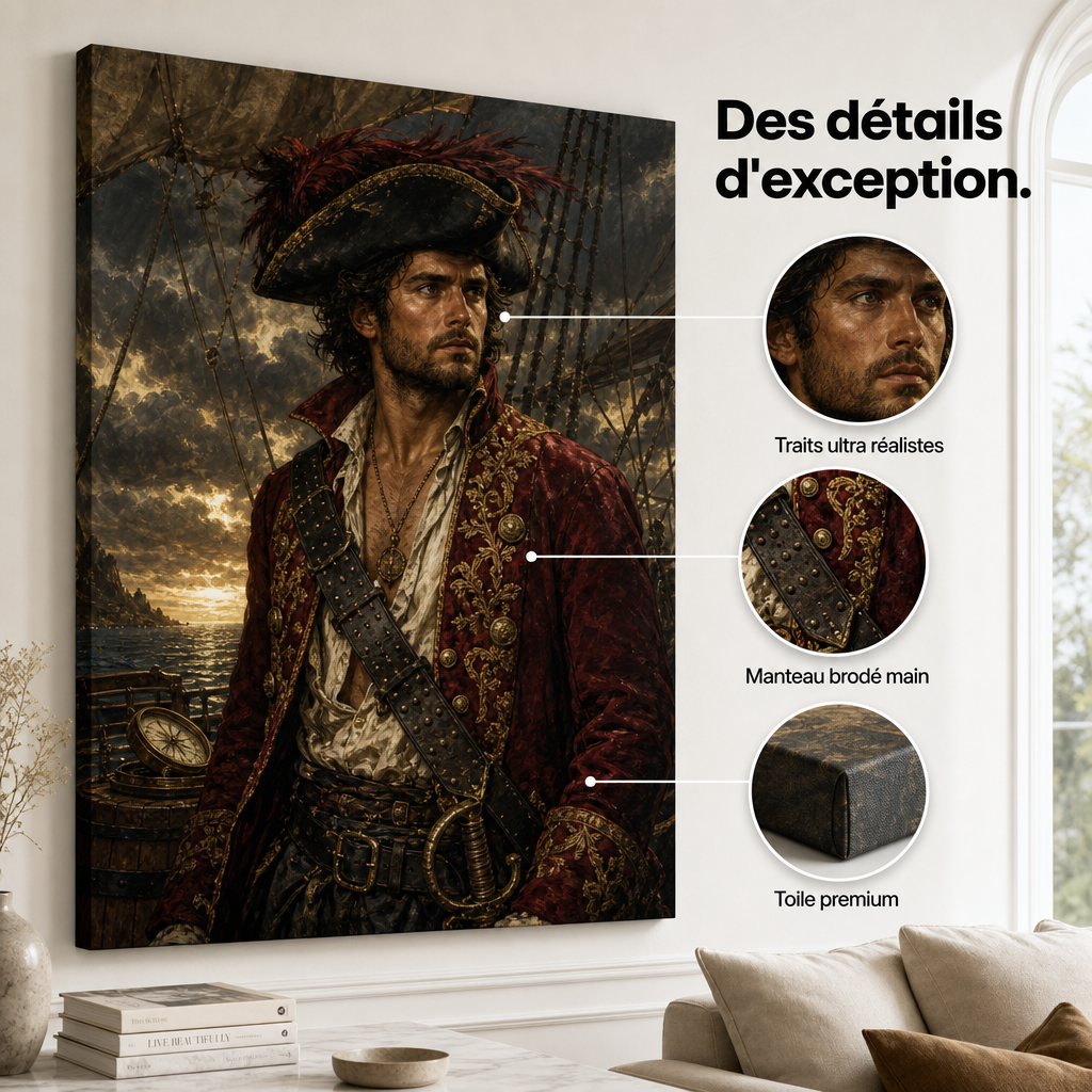 Portrait Pirate personnalisé, détail