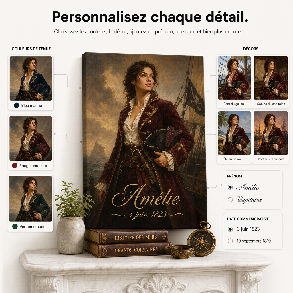 Portrait Pirate personnalisé, gros plan