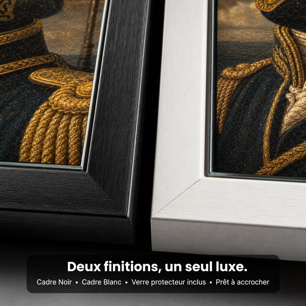 Deux finitions de cadre : noir et blanc, verre protecteur inclus