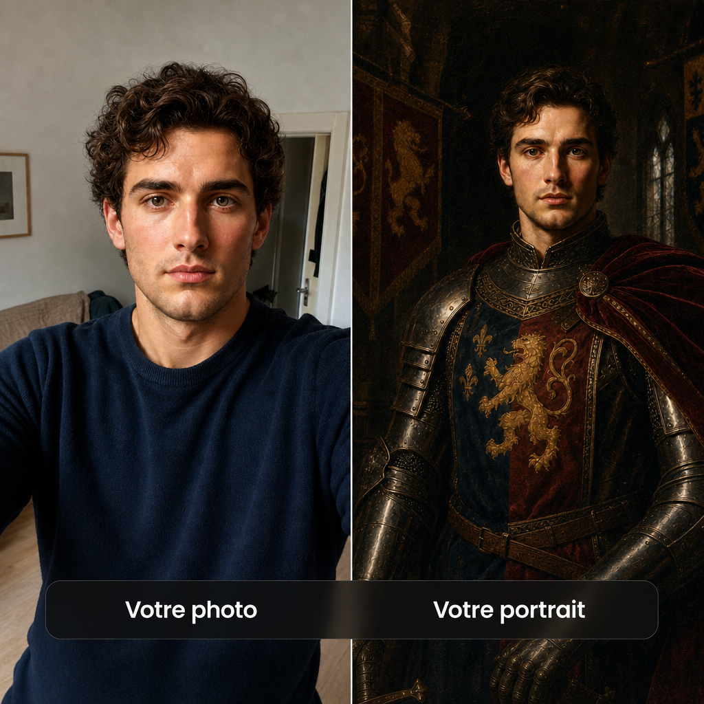 Avant / après : votre photo et le portrait Chevalier