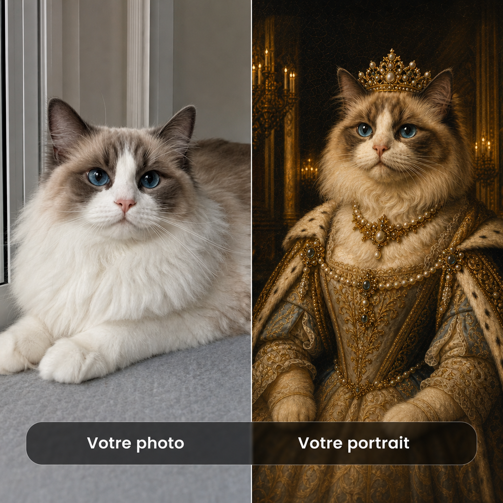 Avant / après : votre photo et le portrait Reine